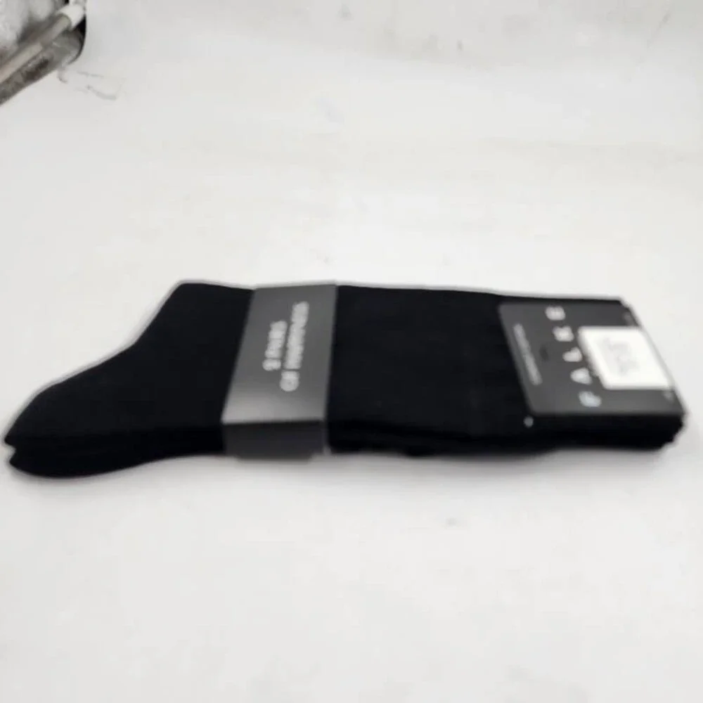 Falke 2 Pairs Happy Crew Socks Men's US 9.5-12/EU 43-46 Black Ribbed Cuff